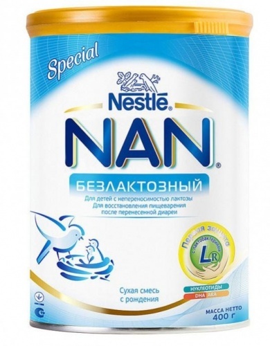 Смесь Nestle Nan Безлактозный сухая молочная от 0 до 3 лет, 400г