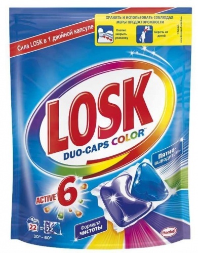 Капсулы Losk Duo-Caps Color для стирки,  22 шт