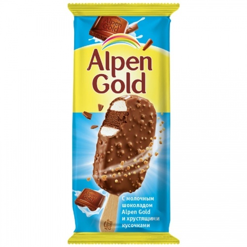 Мороженое Alpen Gold эскимо с молочным шоколадом и хрустящими кусочками 100мл