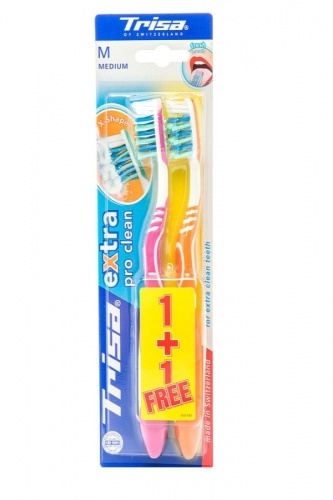 Зубная щетка Trisa Extra Pro Clean, средней жесткости 1 + 1
