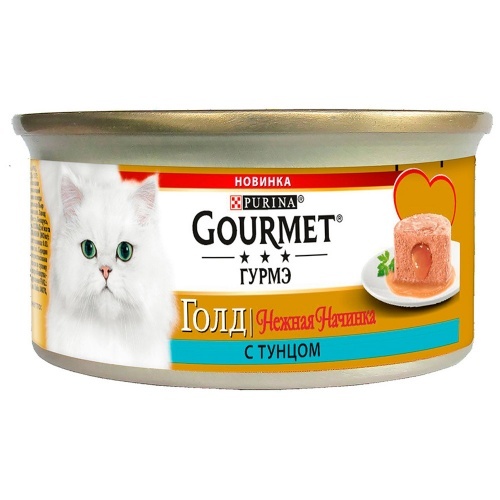 Корм Gourmet Гурмэ Голд нежная начинка для кошек с тунцом 85г