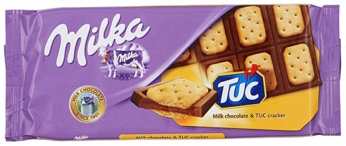 Шоколад молочный Milka с соленым крекером "Tuc" 87г